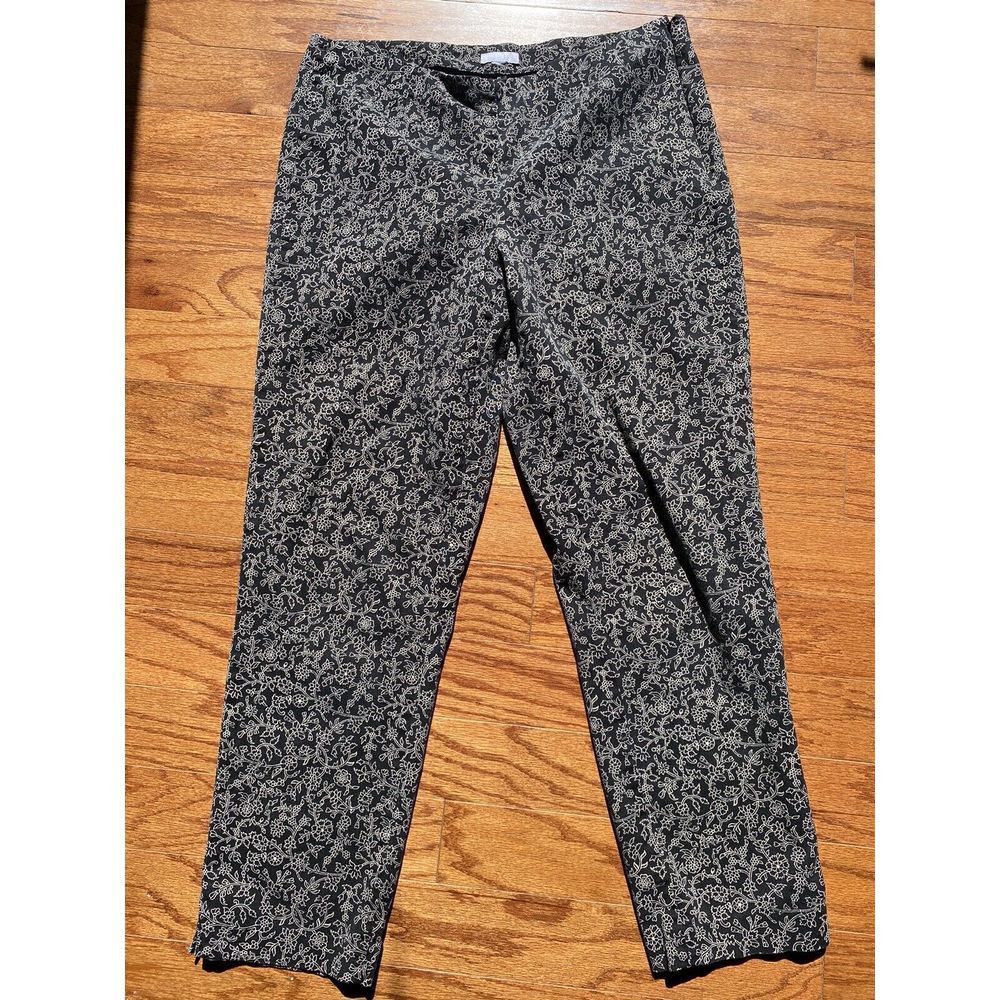 J Jill Black Pants With White Floral Designs (No Tag, Measurements included)‎